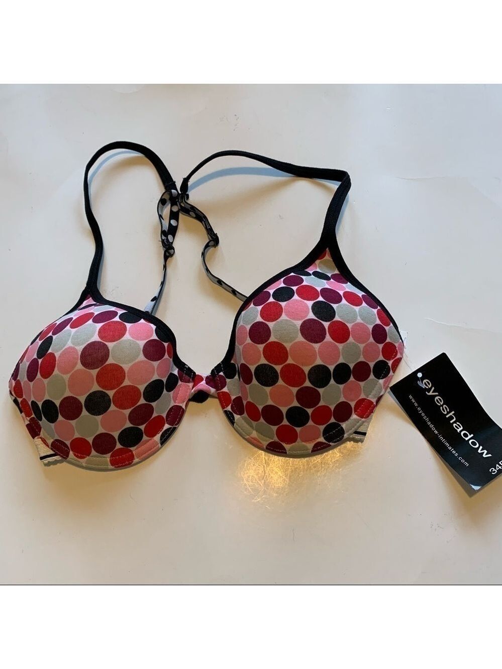 EYESHADOW polka dot convertible racer back underwire t shirt bra - Picture 3 of 4